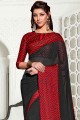 georgette sari avec imprimé en noir