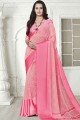 georgette sari en rose avec imprimé