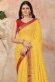 sari en lycra jaune avec dentelle