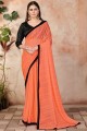 sari orange avec dentelle lycra
