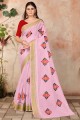 sari en coton rose brodé