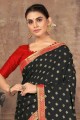 saris de soie en dentelle noir avec chemisier
