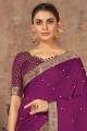 sari violet en soie avec dentelle