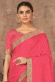 sari rose en dentelle de soie avec chemisier