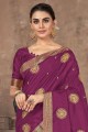 sari en soie avec imprimé en violet