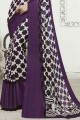 georgette sari en violet avec imprimé