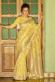tissage sari jaune en lin avec chemisier