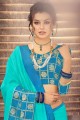 sari jacquard banarsi en turquoise