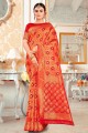zari, sari du sud de l'Inde en soie brodée en doré, rouge