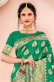 sari vert du sud de l'inde avec zari, soie brodée