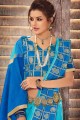 banarsi jacquard bleu sari avec chemisier