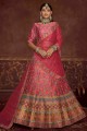 soie d’art imprimée rose mariage lehenga choli avec dupatta