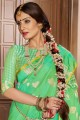 soie grège banarasi en sari vert
