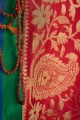 saris rouge en soie tissée à la main