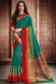 saris sud-indien en soie tissée à la main en vert