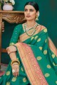 green  banarasi sari in banarasi raw silk