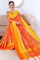 saris de soie en orange avec chemisier