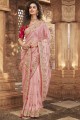pierre, perles saris en organza rose clair