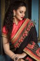 saris noir du sud de l’Inde avec de la soie d’art brodée