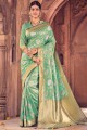 banarasi en soie brute banarasi sari en vert