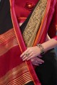 sari banarasi en soie brute banarasi en noir avec chemisier