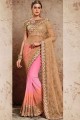 moitié multi couleur net et demi georgette sari