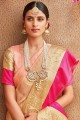 saris en soie brute banarasi dorée avec