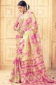 sari multicolore avec soie kora imprimée