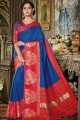 saris en soie d’art bleue avec