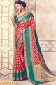 banarasi sari en soie brute rouge banarasi