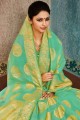 saris de soie brute banarasi avec en vert colore
