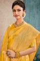 saris en soie brute banarasi jaune avec blouse