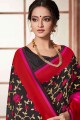 banarasi soie brute saris noir avec chemisier