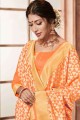 banarasi soie brute orange saris avec chemisier