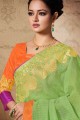 saris en soie brute banarasi verte avec blouse