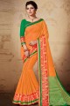 saris de soie brute banarasi orange avec blouse