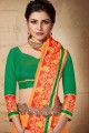 saris de soie brute banarasi orange avec blouse