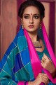banarasi saris bleu soie brute avec chemisier