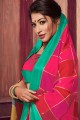 rouge banarasi saris de soie brute