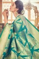 saris en soie brute banarasi verte avec