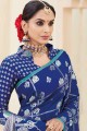 banarasi soie brute bleu sari indien
