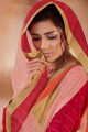 sari en soie rose avec chemisier