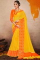 sari en soie kora en jaune avec chemisier