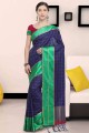 saris bleu soie d’art avec chemisier