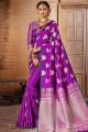 art soie banarasi sari en violet avec chemisier