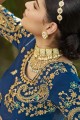 sari jacquard bleu turquoise avec tissage