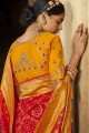 jacquard sari en marron avec tissage