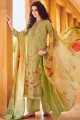 Green Printed Palazzo Suit in Silk