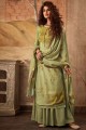 costume palazzo imprimé pashmina vert avec dupatta