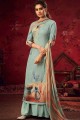 costume palazzo pashmina turquoise avec imprimé